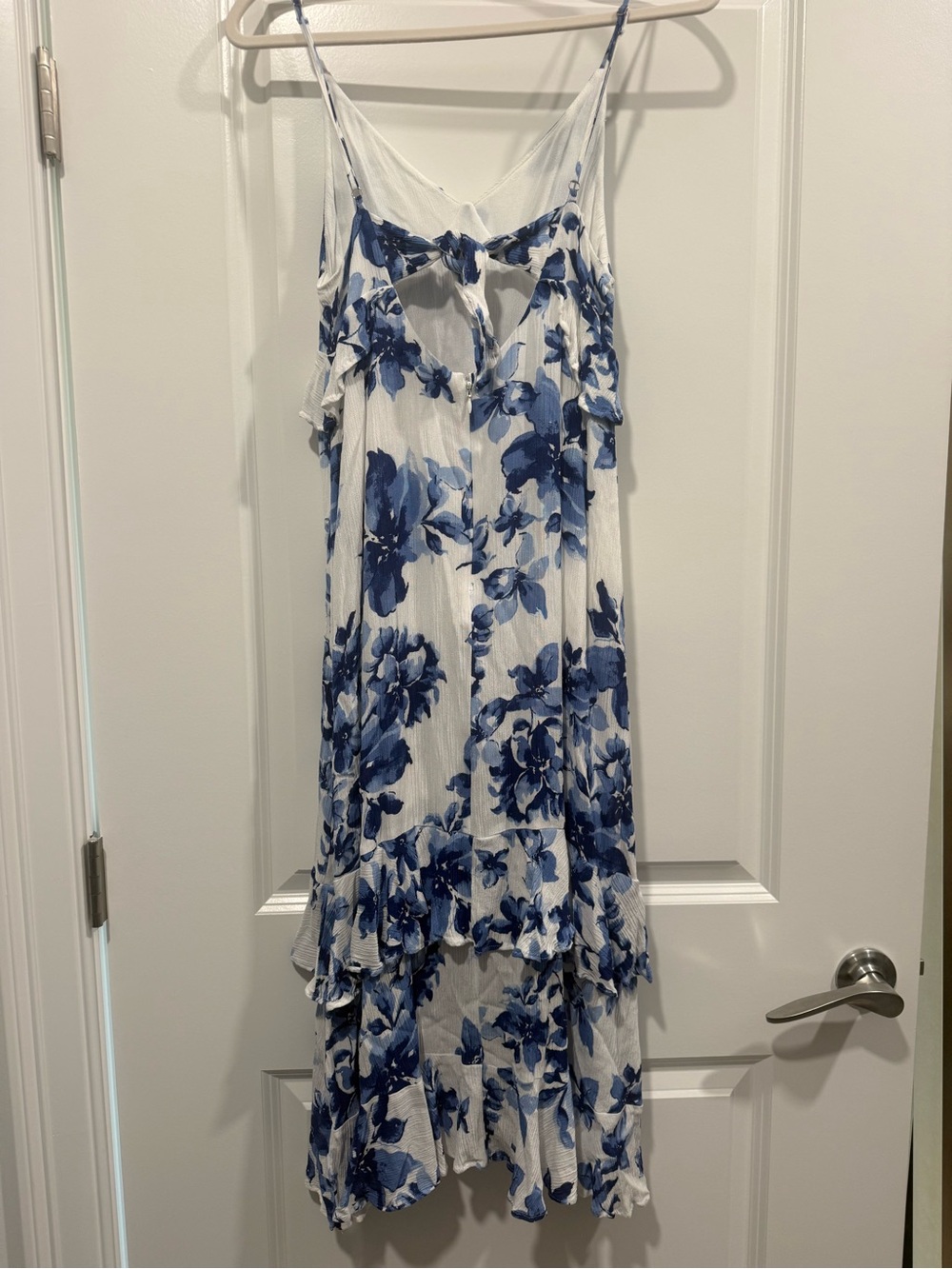 Lulus White and Blue Floral Spaghetti-Strap Dress